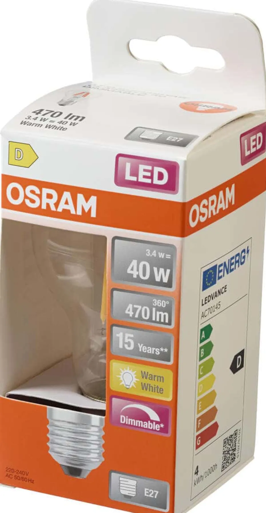 OSRAM LED Superstar Classic A 40 Filament pære
