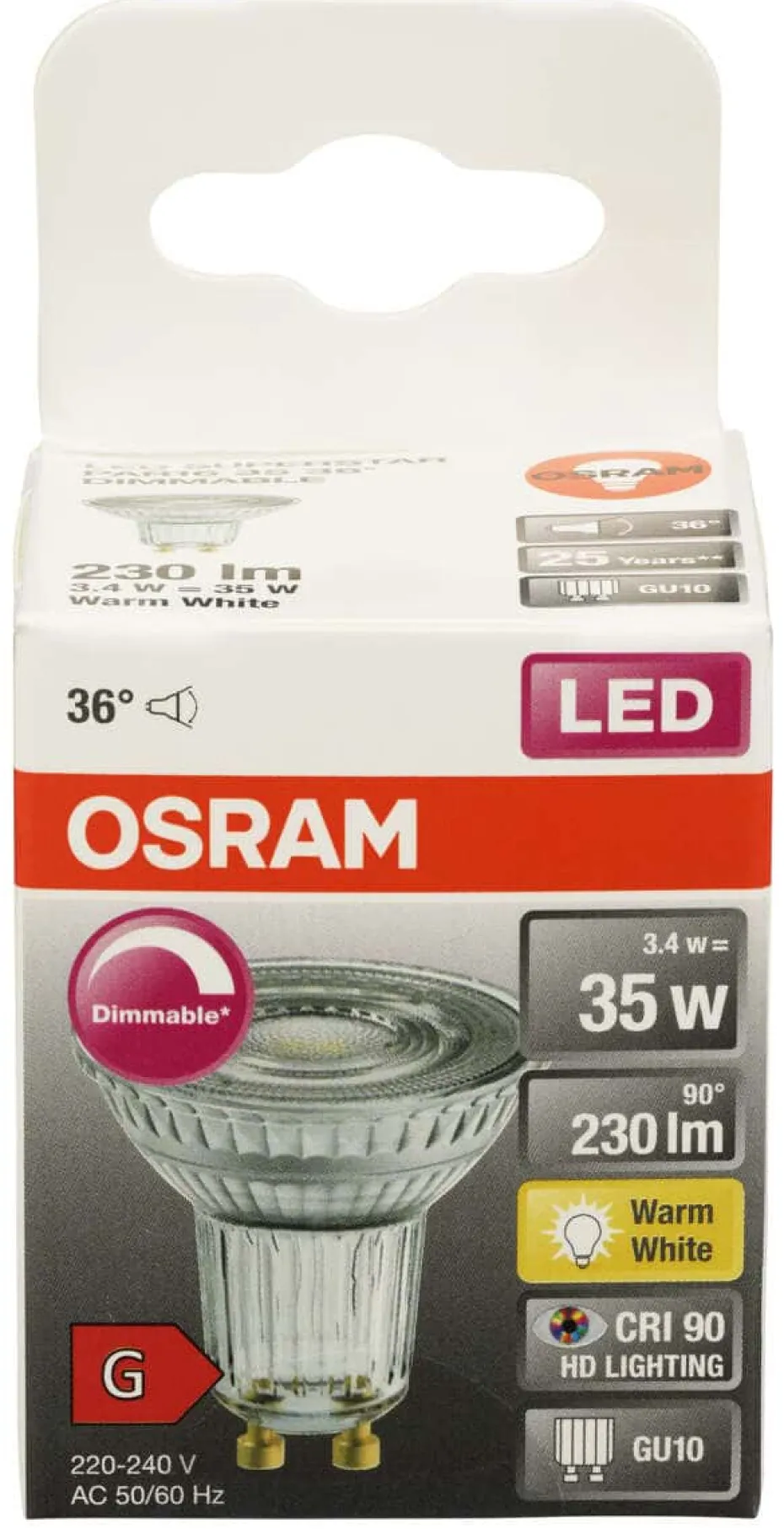 OSRAM LEDSPOT 35 3,4W GU10 DIM