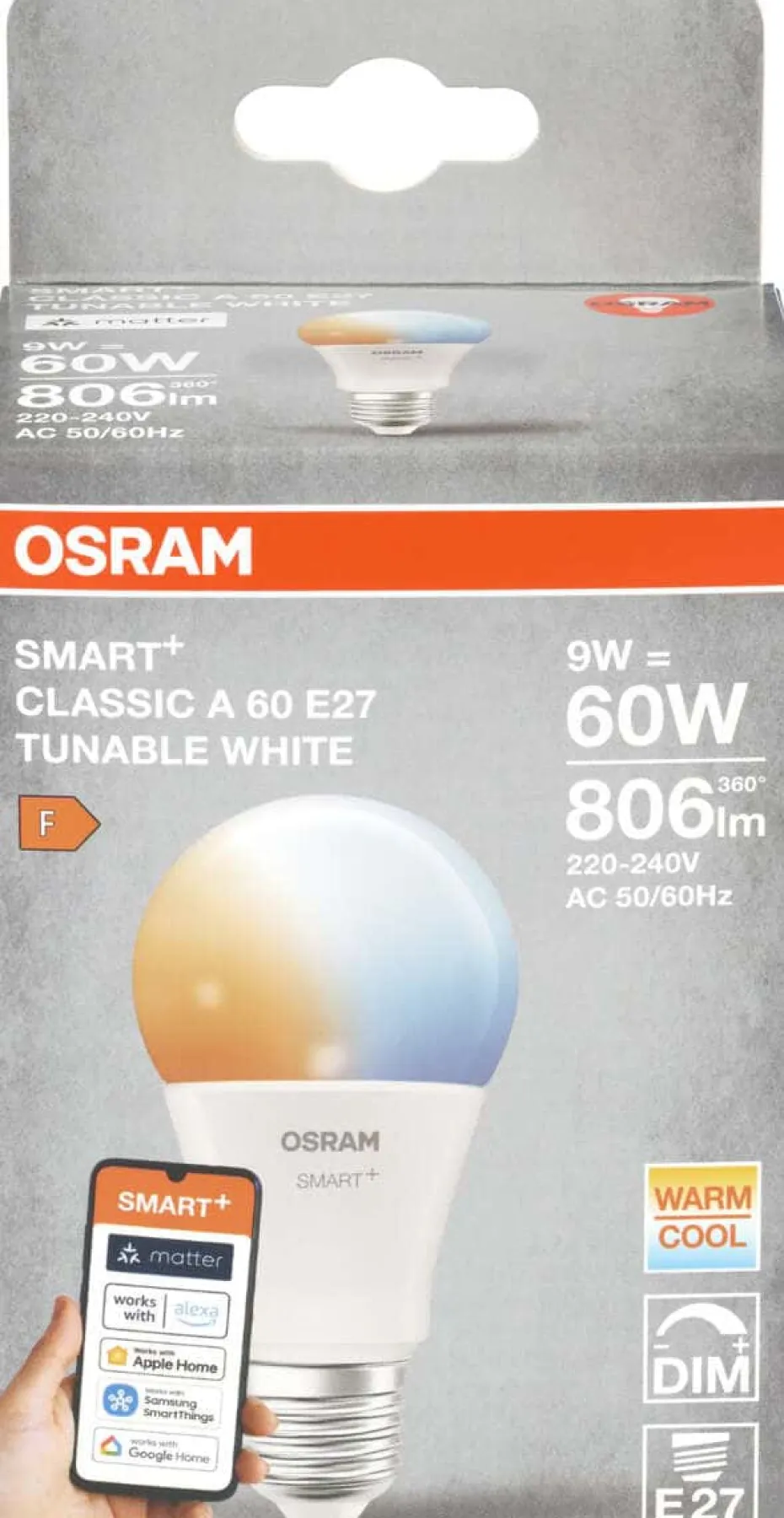 OSRAM Smart LED pære E27 9W Tunable White