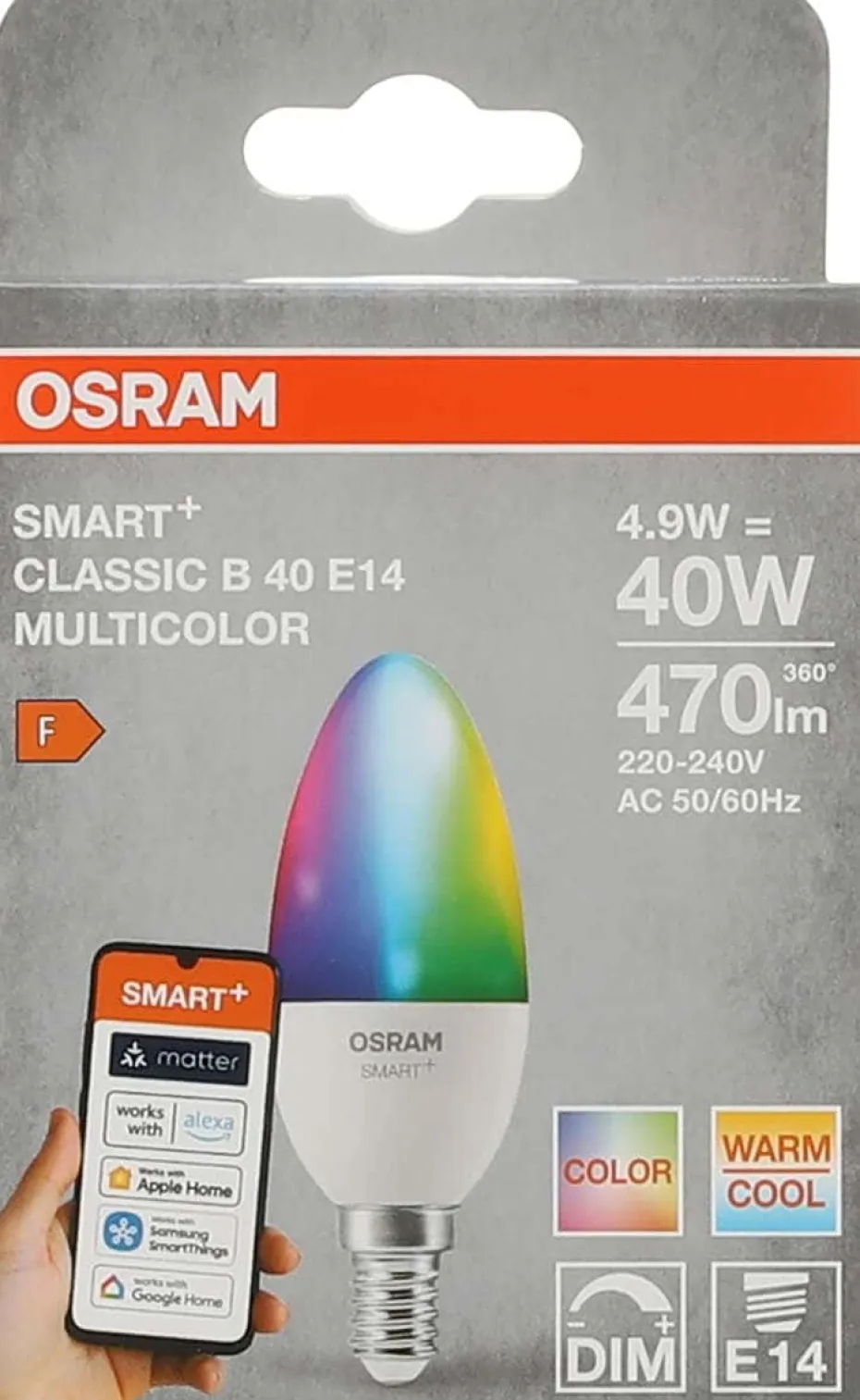 OSRAM SMART+ MATTER Multicolor Classic B40 4.9W E14