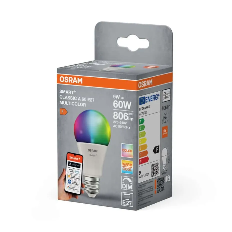 OSRAM SMART+ Matter Multicolor A60 9W E27 806lm