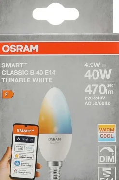 OSRAM SMART+ MATTER Tunable White Classic B40 4.9W E14