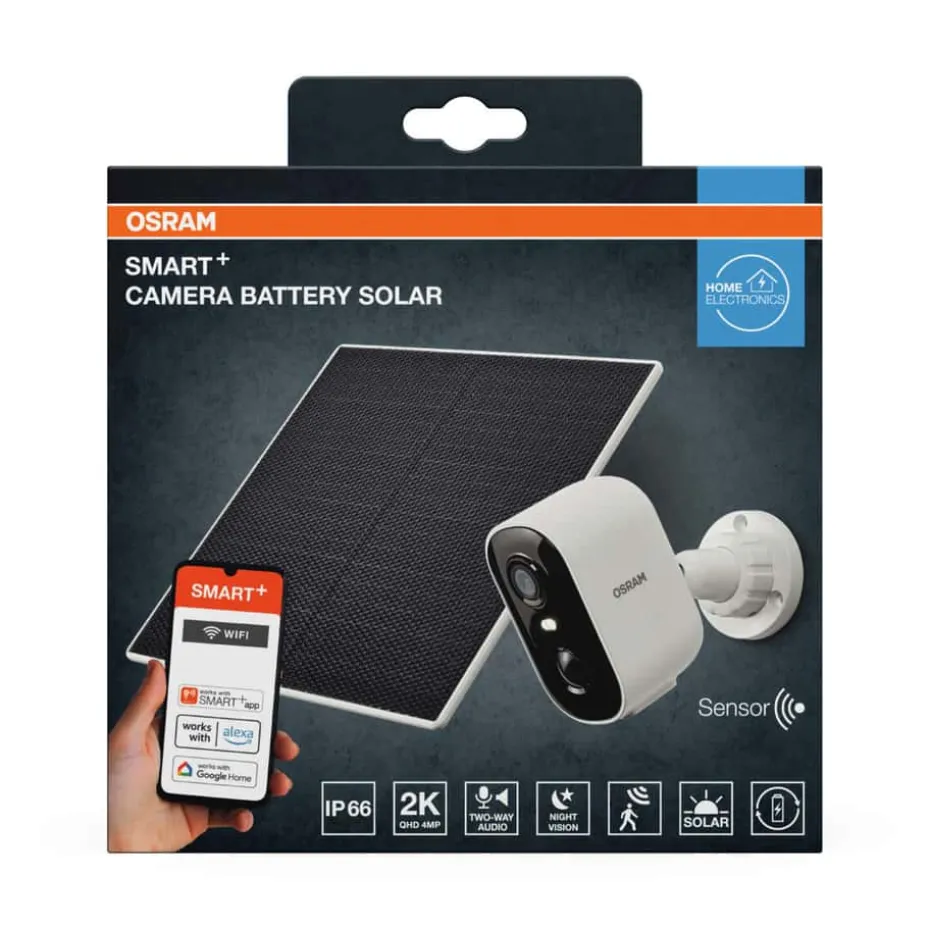 OSRAM Smart+ WiFi sikkerhetskamera og solcellepanel