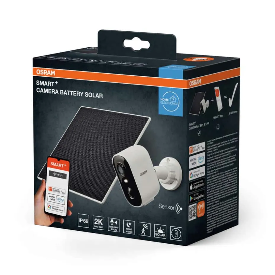 OSRAM Smart+ WiFi sikkerhetskamera og solcellepanel