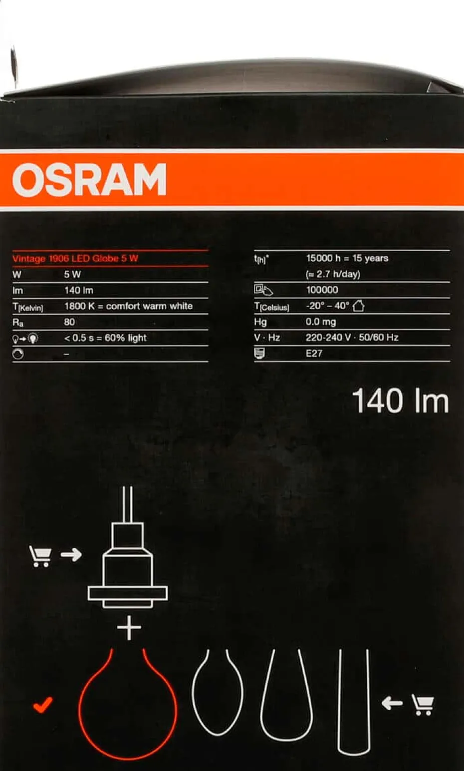 OSRAM Vintage 1906 LED Globe pære