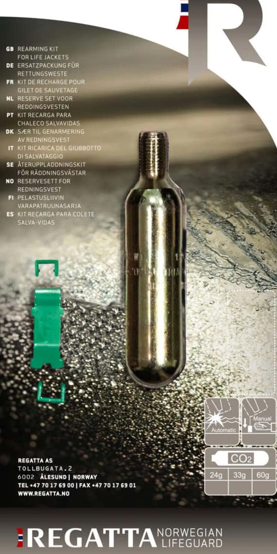 Regatta CO2 sylinder med HR/UM klips