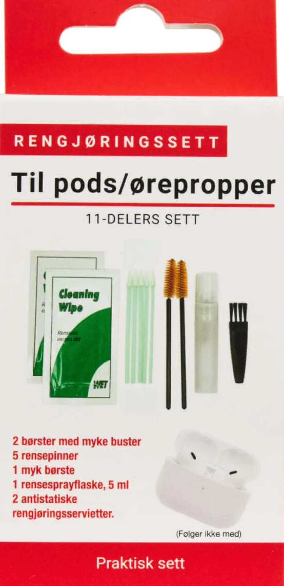 Rengjøringssett for pods/ørepropper