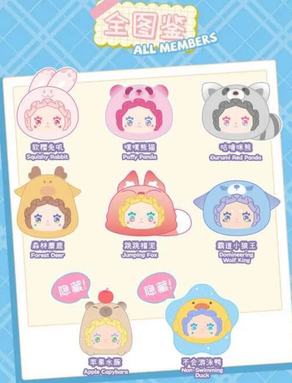 Rua Rua Zoo: Vinyl face plush samlefigur med nøkkelring