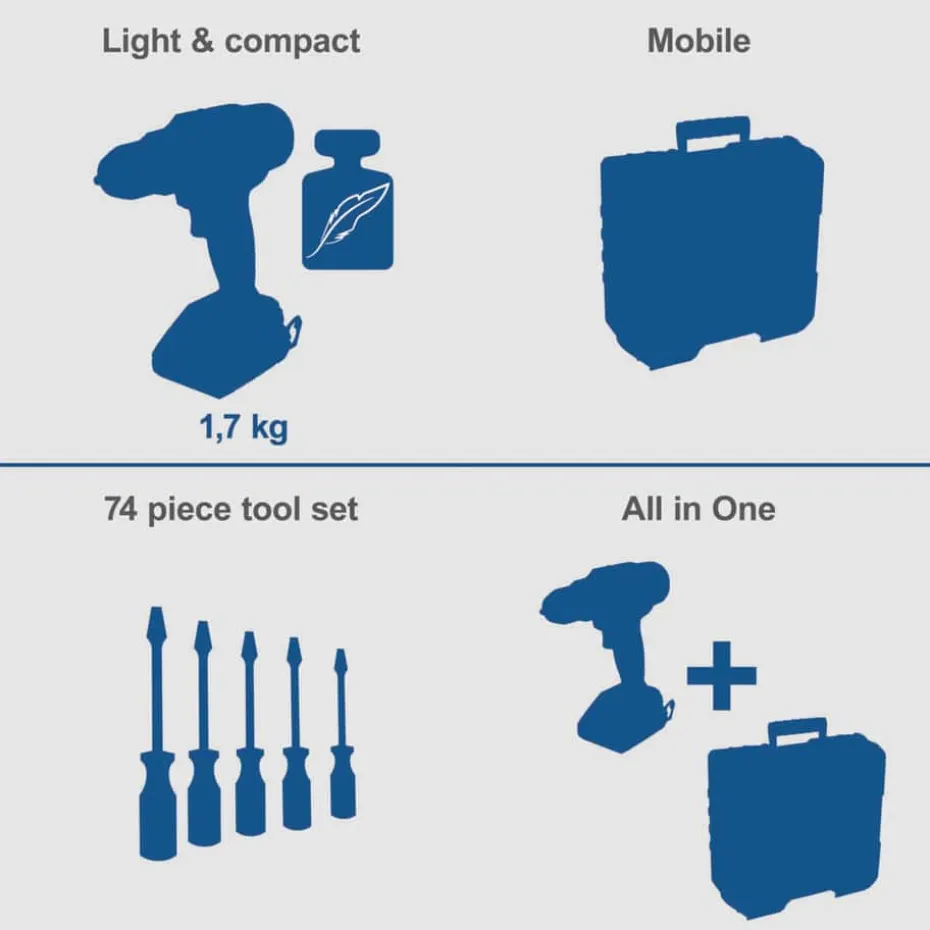 Scheppach IXES C-CDTB74/1-X slagbormaskin m/2 batteri og bits