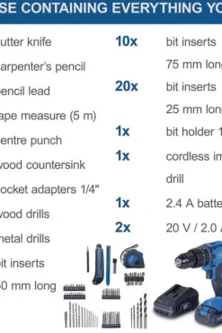 Scheppach IXES C-CDTB74/1-X slagbormaskin m/2 batteri og bits