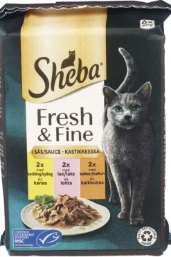 Sheba® Fresh & Fine Kylling/Laks/Kalkun 6x50g