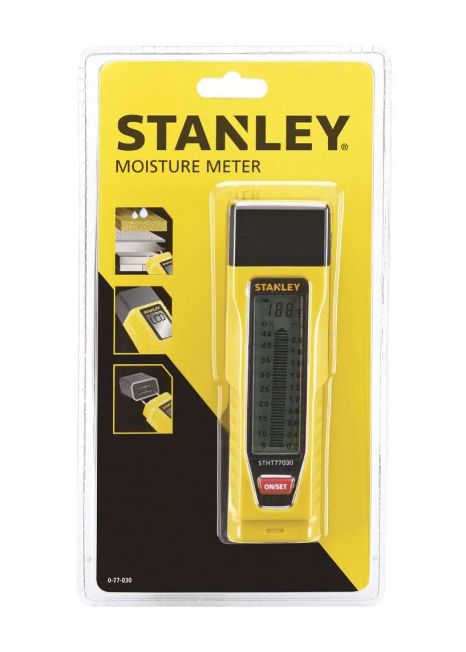 STANLEY Fuktmåler for tre og byggematerialer. LCD-skjerm.
