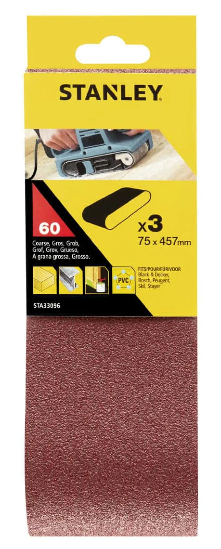 Stanley STA33096 slipebånd 3-pk
