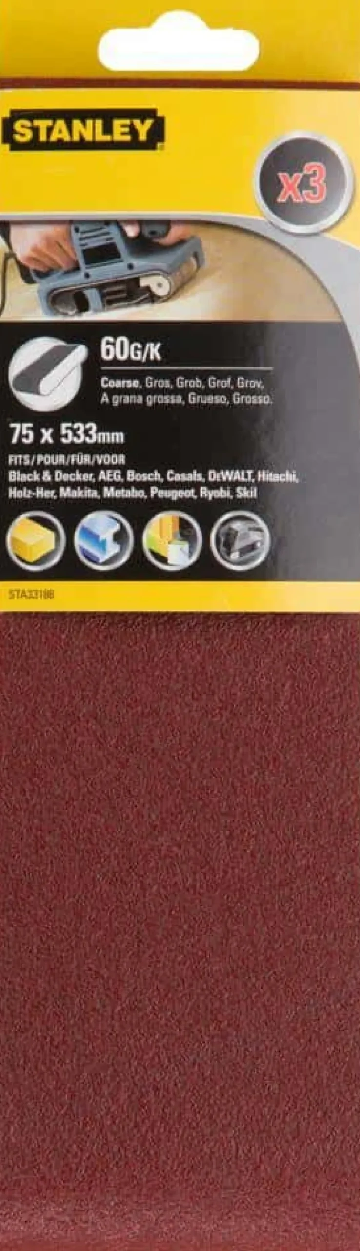 Stanley STA33186 slipebånd 3-pk
