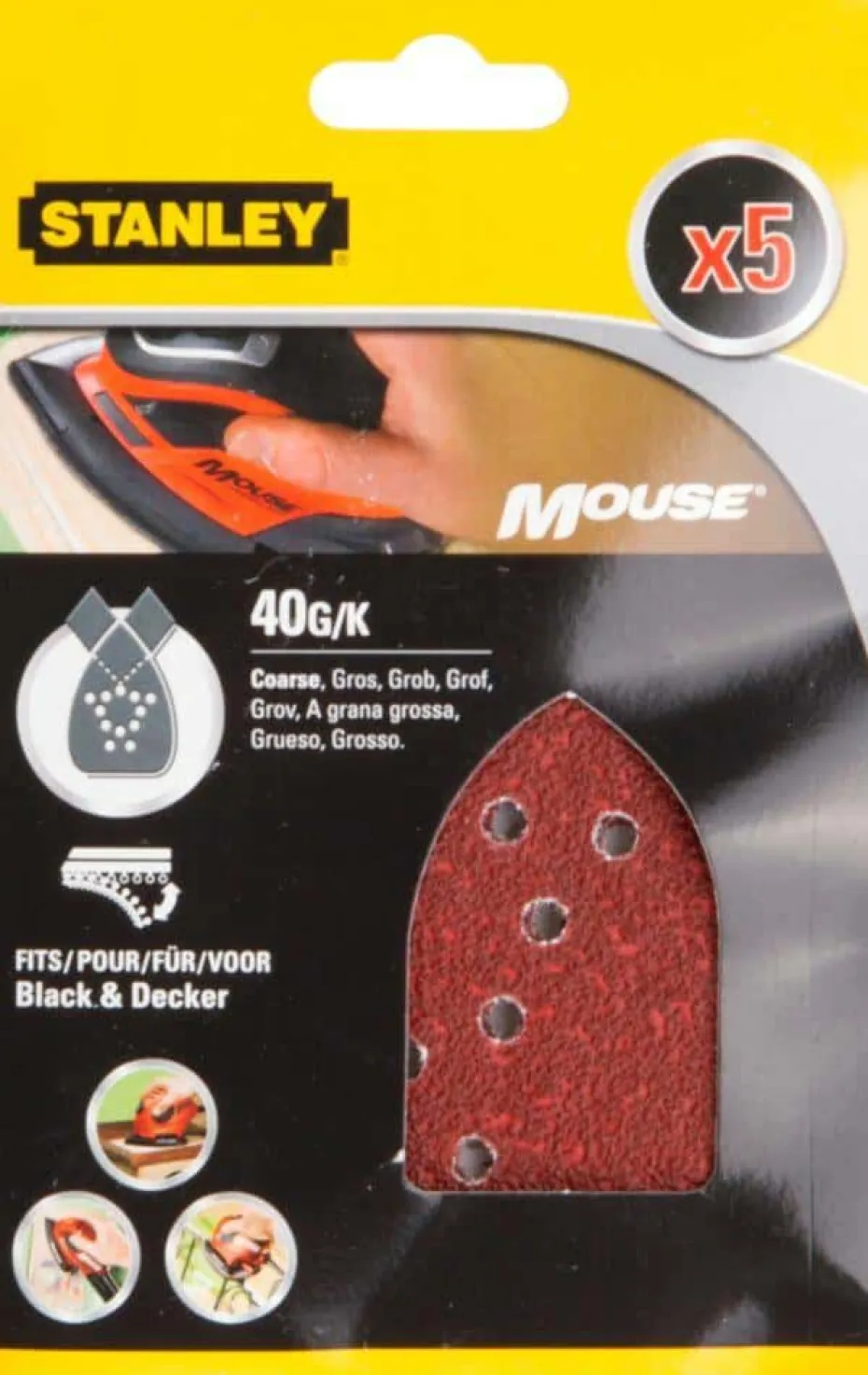Stanley STA31034 Mouse slipepapir 5-pk