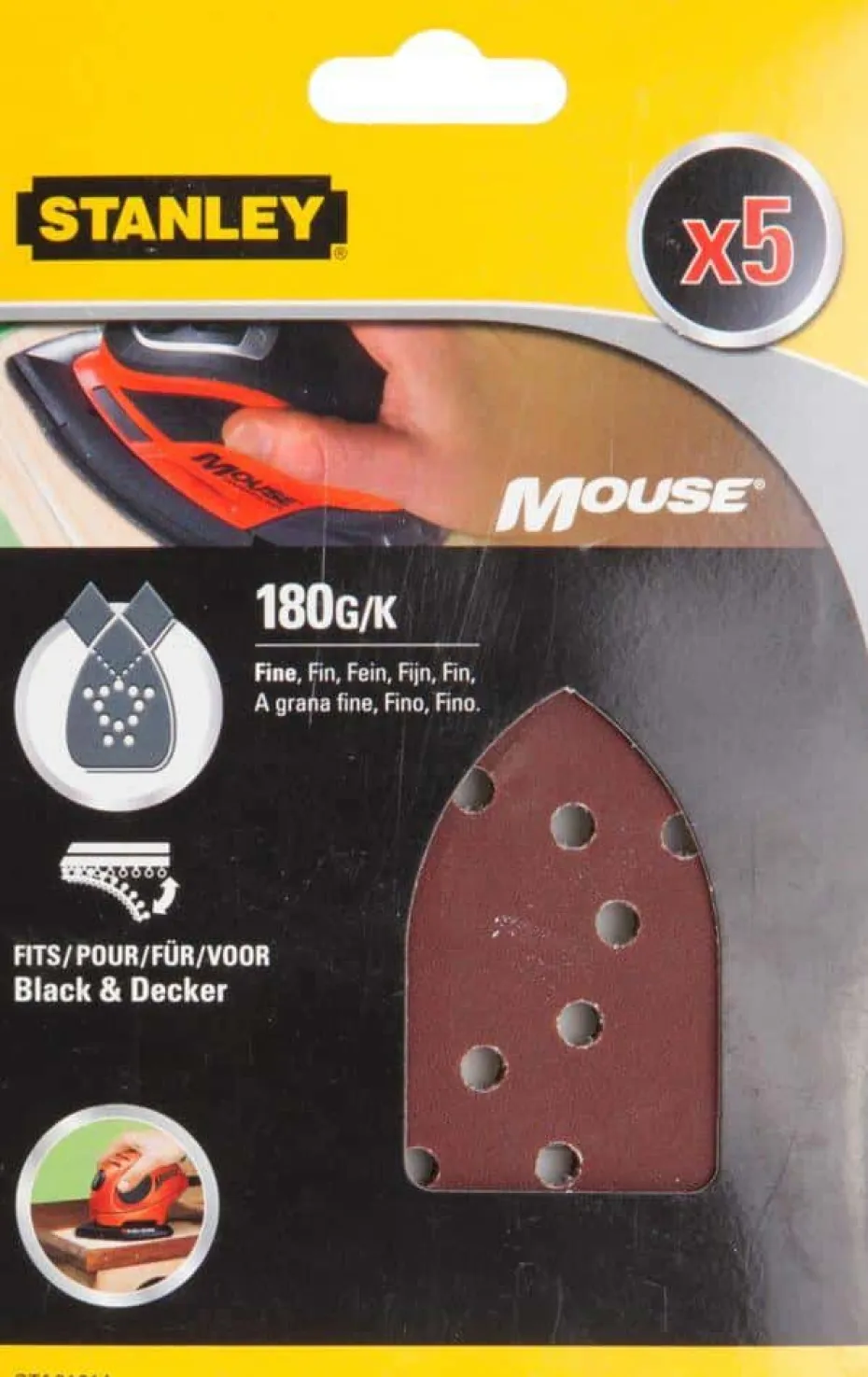 Stanley STA31014 Mouse slipepapir 5-pk