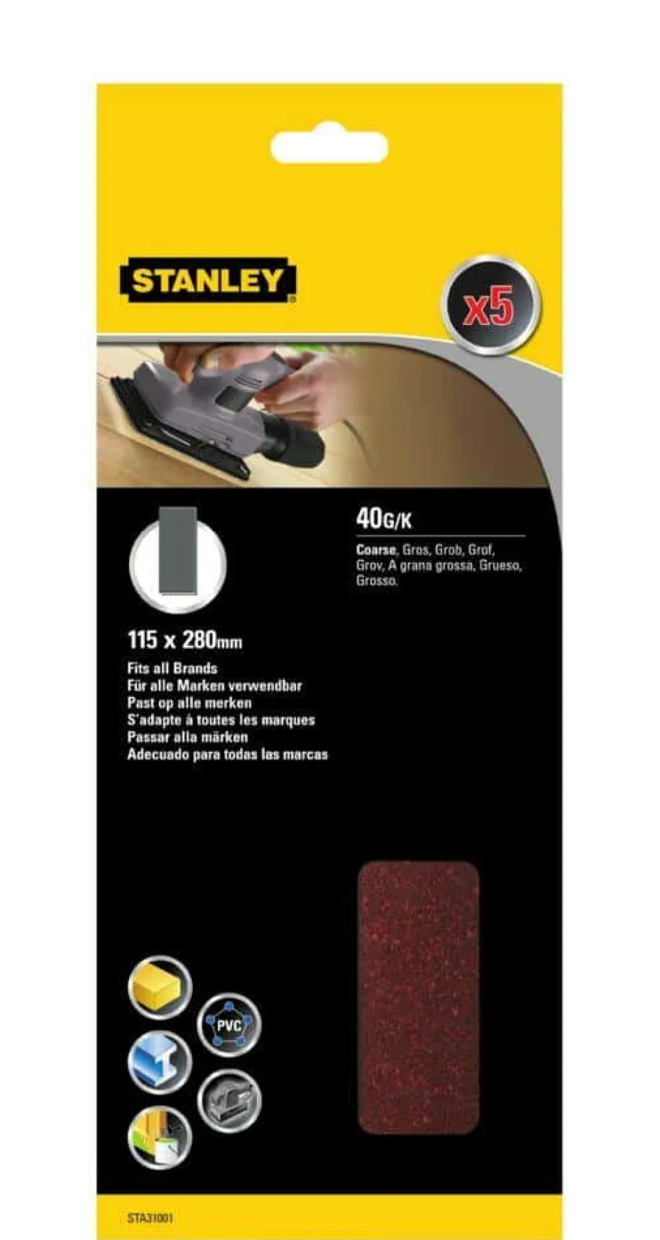 Stanley STA31001 slipepapir 5-pk