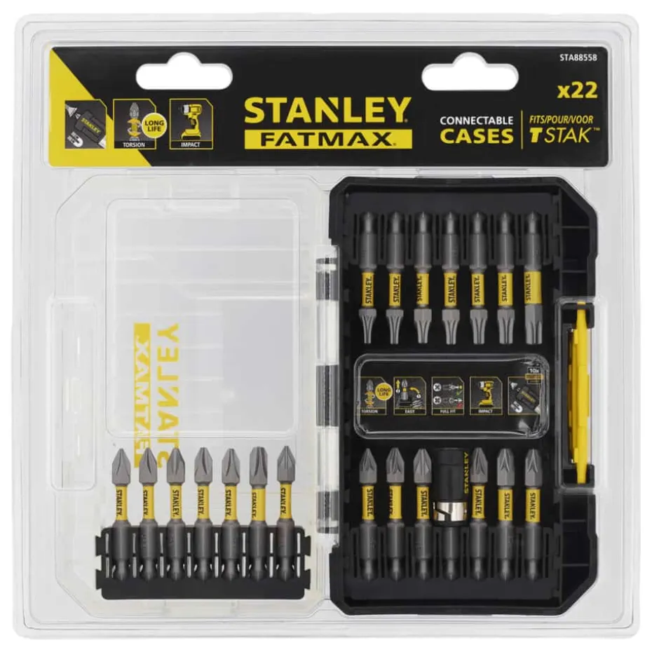 Stanley STA88558-XJ Fatmax bitssett m/magnetisk bitsholder 22 deler
