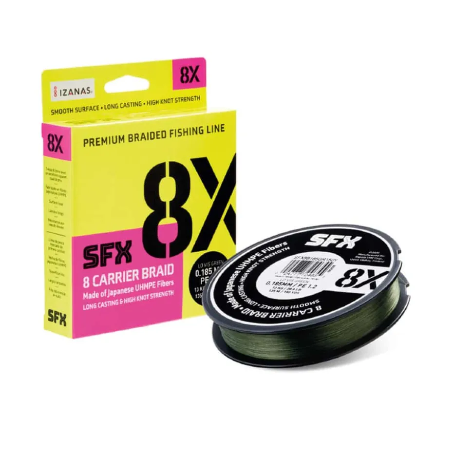 Sufix® SFX 8X Braid Low Vis Green fiskeline 275 meter
