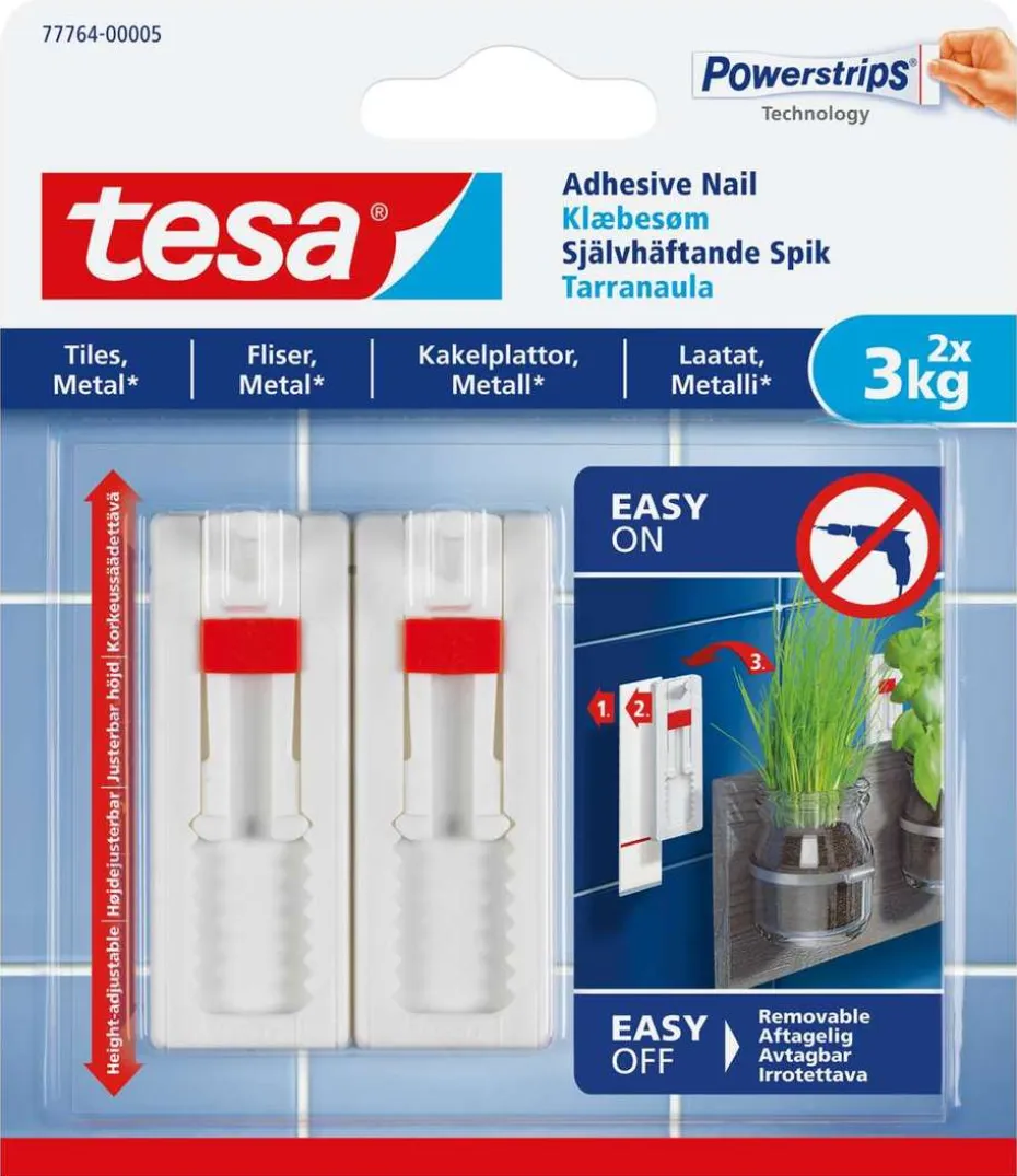 tesa® Powerstrips fliser og metall 3 kg limspiker 2-pk