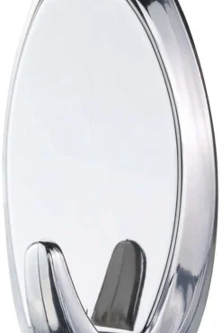 tesa® Powerstrips large oval sølv krok 2-pk