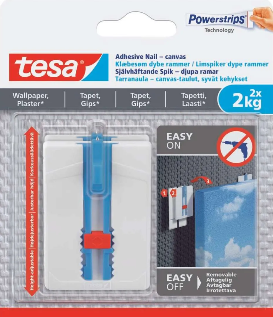 tesa® Powerstrips tapet og gips 2 kg limspiker 2-pk