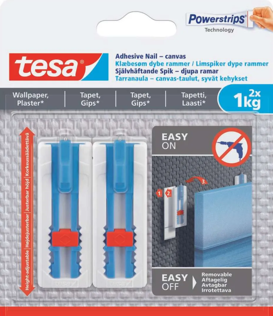 tesa® Powerstrips tapet og gips limspiker 2-pk