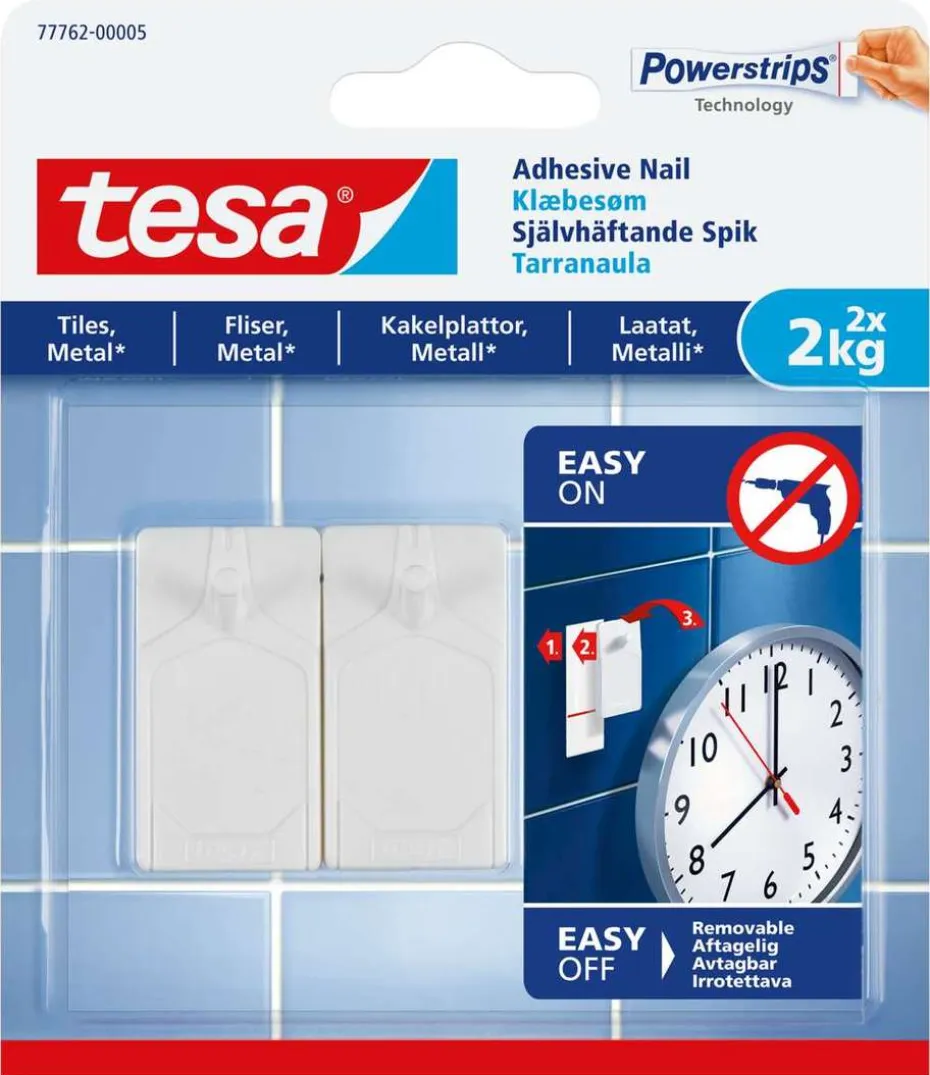 tesa® Powerstrips fliser og metall 2 kg limspiker 2-pk
