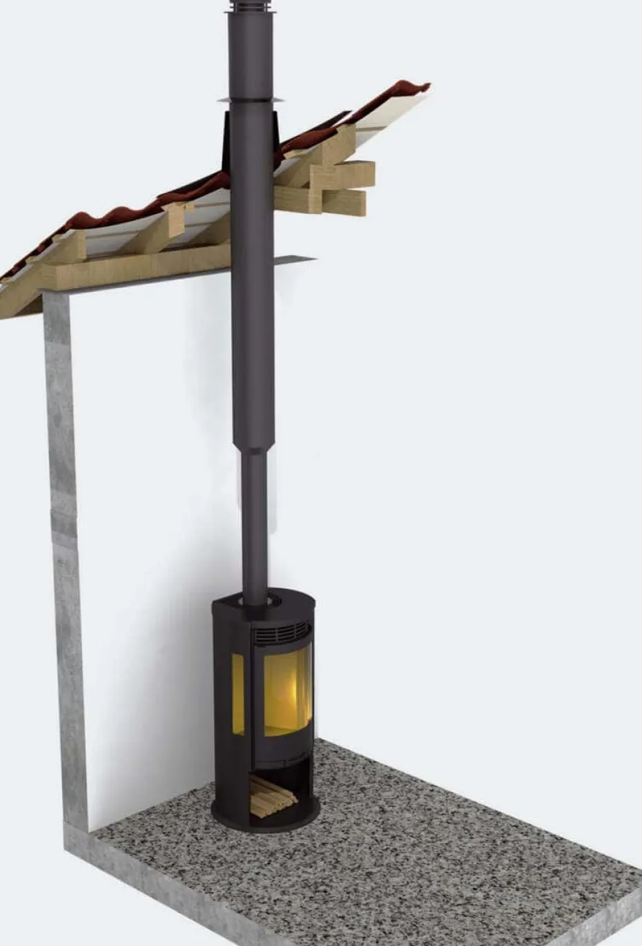 Tolmer Vision 3,5 m stålpipe for papp/shingel tak