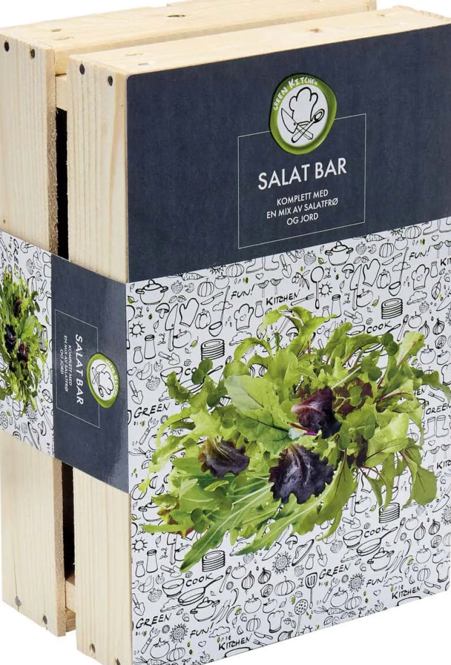 Trekasse Salatfrø inkludert kompost og frø