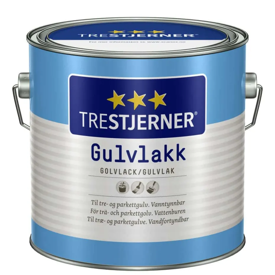 Trestjerner 15/silkematt gulvlakk