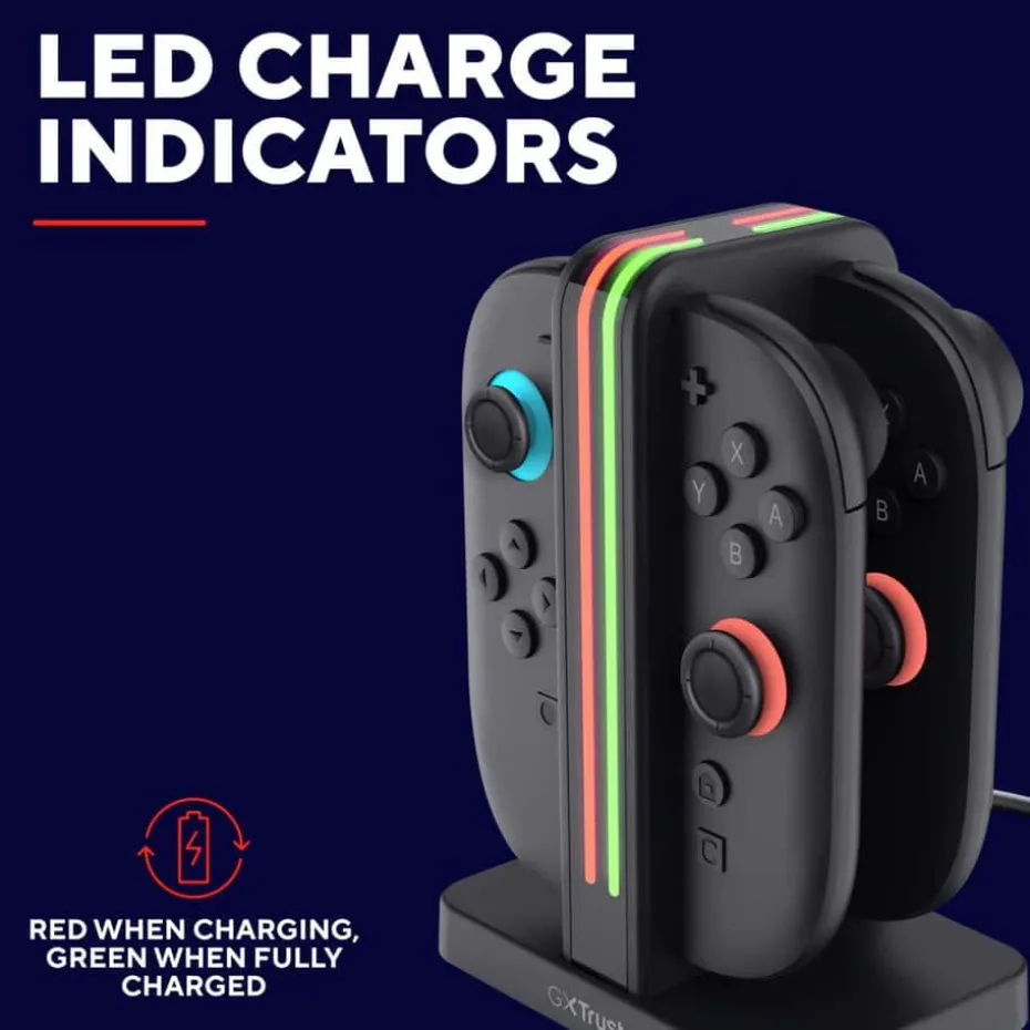 Trust GXT1256 4-i-1 ladestasjon for Nintendo Switch™ Joy-Con™ 2
