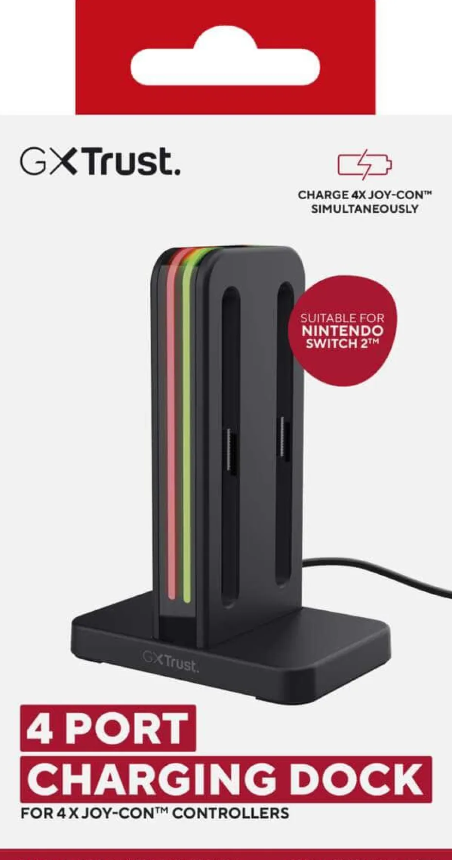 Trust GXT1256 4-i-1 ladestasjon for Nintendo Switch™ Joy-Con™ 2