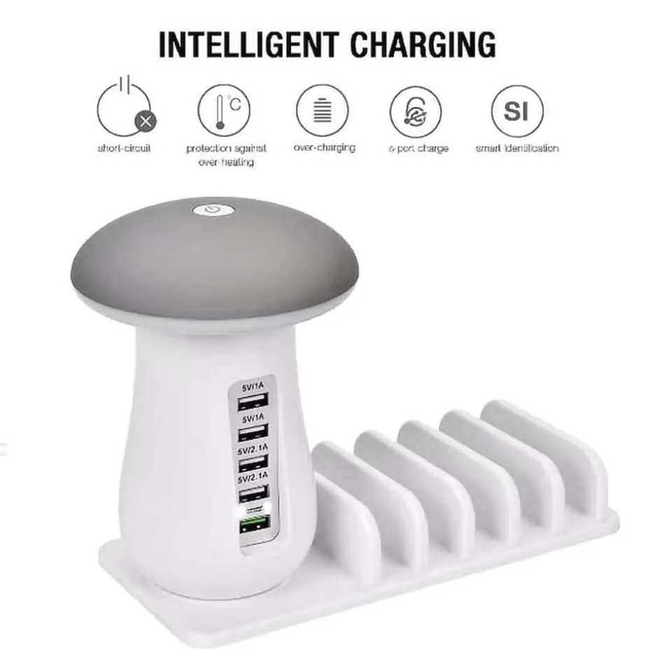 USB familielader/multilader med lys
